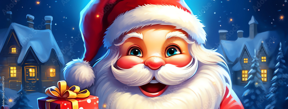 Naklejka premium Santa Claus drawing, AI generated