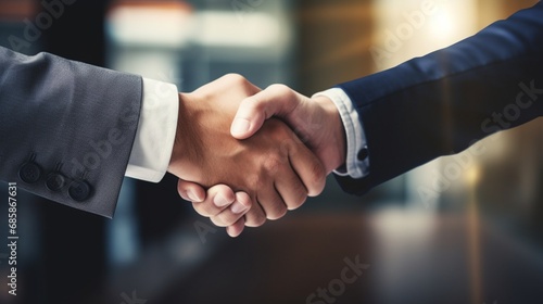 Close-up shot of a businessman's hand meeting the hand of his attorney in a strong, confident handshake, solidifying their commitment to a crucial contract.
