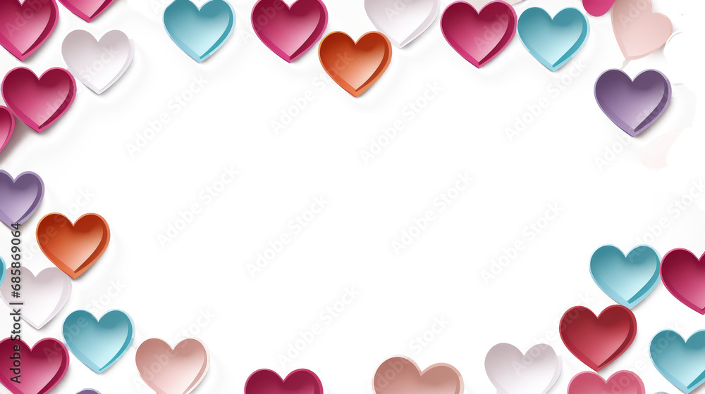 Hearts frame border on white transparent background Hearts frame border on white transparent background