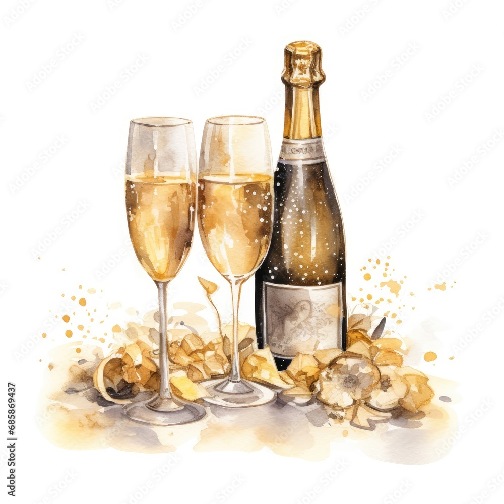 Celebration with White Wine in Champagne Flute Celebration with White Wine in Champagne Flute