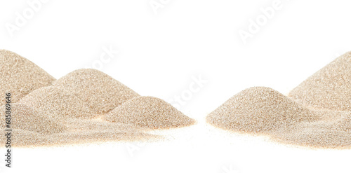 Desert sand dunes or dry beach sand on a white background.