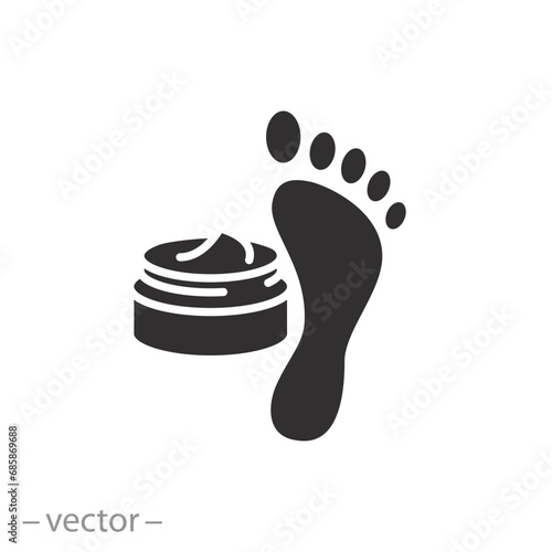 care leg icon, cream for foot skin concept, flat symbol - vector illustration