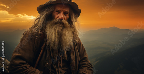 Old Man of the Sunset Peaks: A Portrait of Wisdom