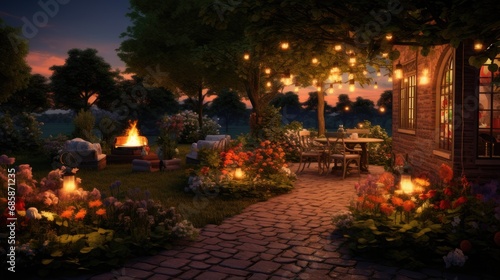 the natural beauty of the garden and a warm summer evening as well as the festive atmosphere.
