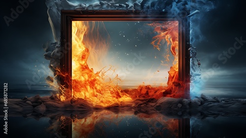 Fire and ice elements in a single frame photo