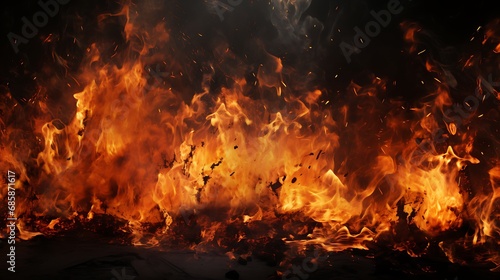 Flames dancing in a controlled burn or bonfire photo