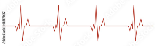 Heartbeat red cardiogram. Cardiogram with straight line. Pulse, ecg, ekg, hertbeat, electrocardiogram, graph, rhythm cardioid concept. Heartbeat pulse hospital logo sign.