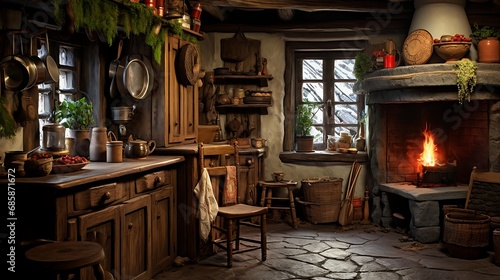 Quaint and cozy rustic kitchen scenes