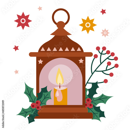 Christmas winter decor lantern with candle vector design illustration 2 © Elizaveta