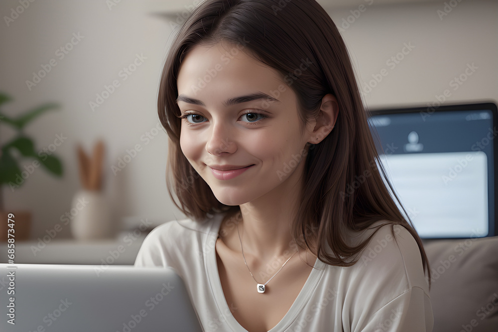 closeup portrait of a person using technology mindfully, with a soft smile and relaxed posture. With their purposeful interaction with the device. AI generated. closeup portrait of a person using technology mindfully, with a soft smile and relaxed posture. With their purposeful interaction with the device. AI generated.