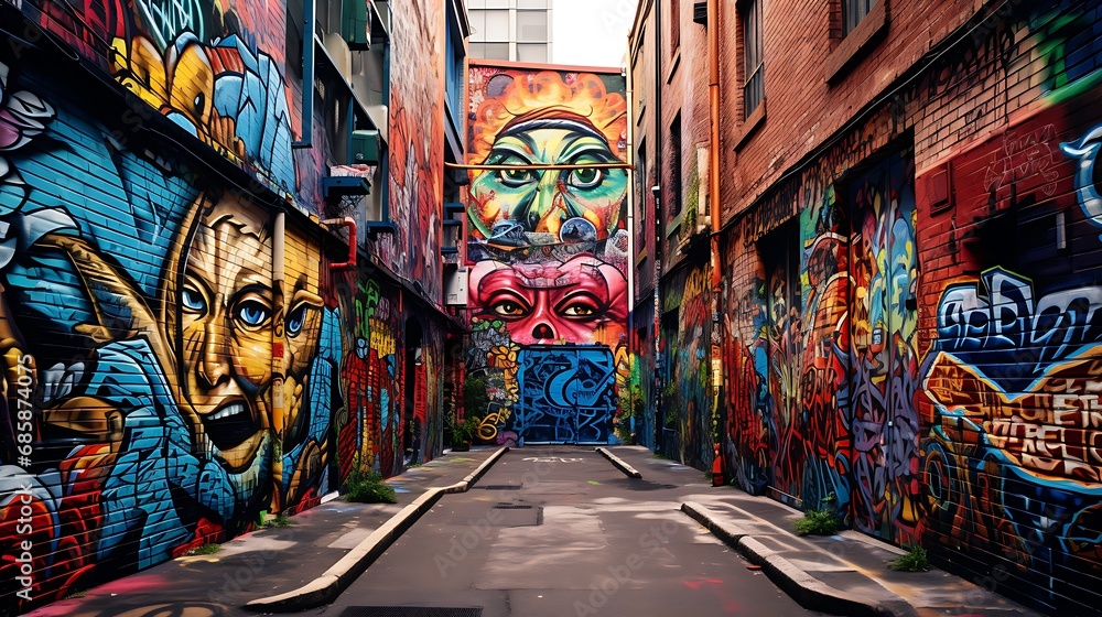 Fototapeta premium Graffiti art in an alleyway
