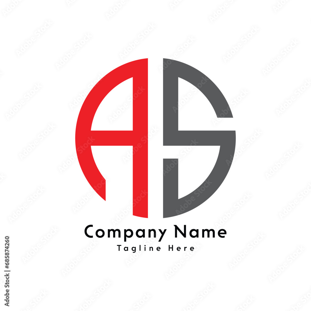Fototapeta premium AS letter round shape logo design icon