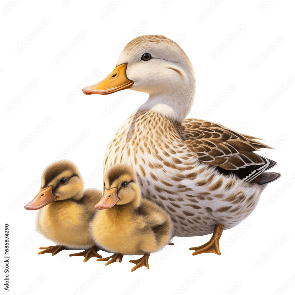 Duck and ducklings on transparent background Duck and ducklings on transparent background