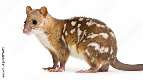 Quoll looking up, isolated on white. generative ai photo