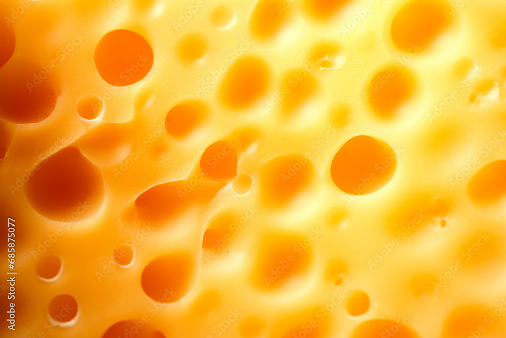 A closeup of cheese with holes like maasdam, emmental or cheddar as background A closeup of cheese with holes like maasdam, emmental or cheddar as background