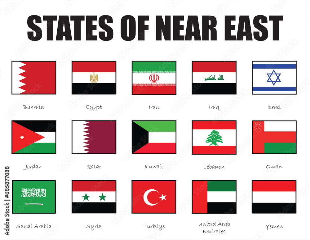 States of Near East or Middle East, flag of states States of Near East or Middle East, flag of states