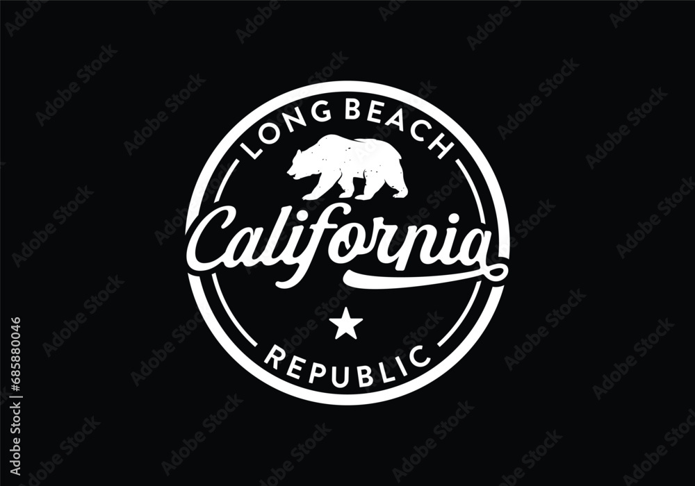 California bear republic logo classic vintage badge design