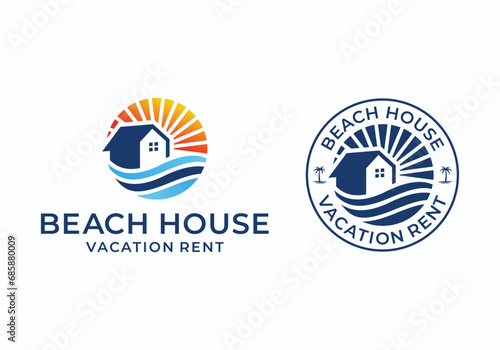 Beach house coastal logo illustration design