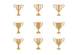 Golden trophy cup logo icon design collection