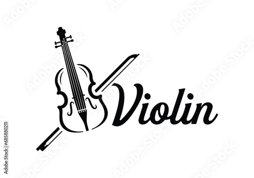 Classic violin instrument music orchestra logo design template