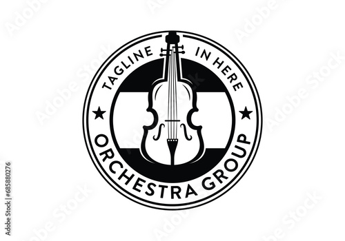 Classic violin instrument music orchestra logo label badge design template