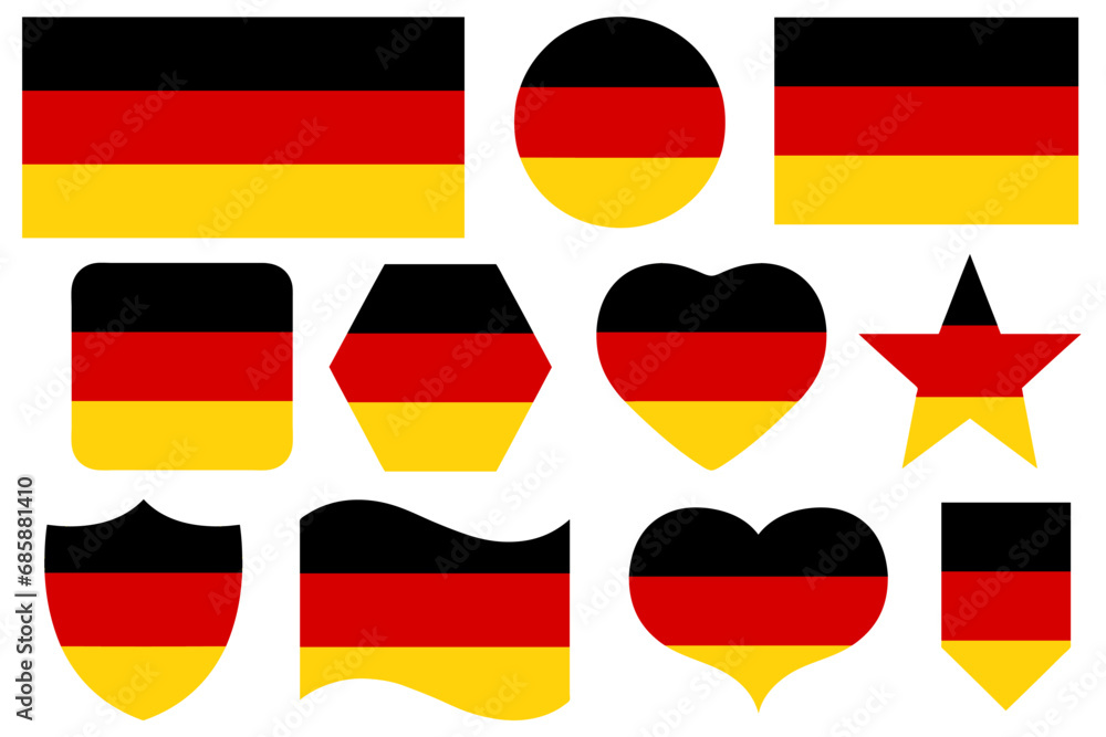 Set of different Germany flag icons isolated on white Set of different Germany flag icons isolated on white