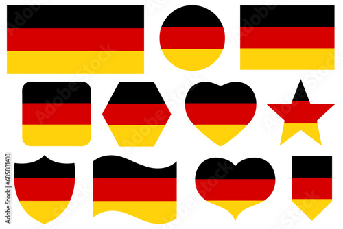 Set of different Germany flag icons isolated on white © DeCe