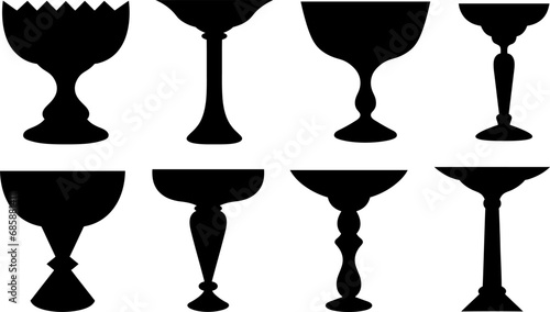 Set of different fruit bowls isolated on white