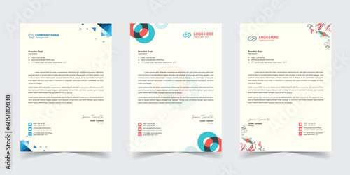 Corporate modern letterhead design template with yellow, blue, green and red color. creative modern letter head design template for your project. letterhead,  Business letterhead Template, Newsletter photo