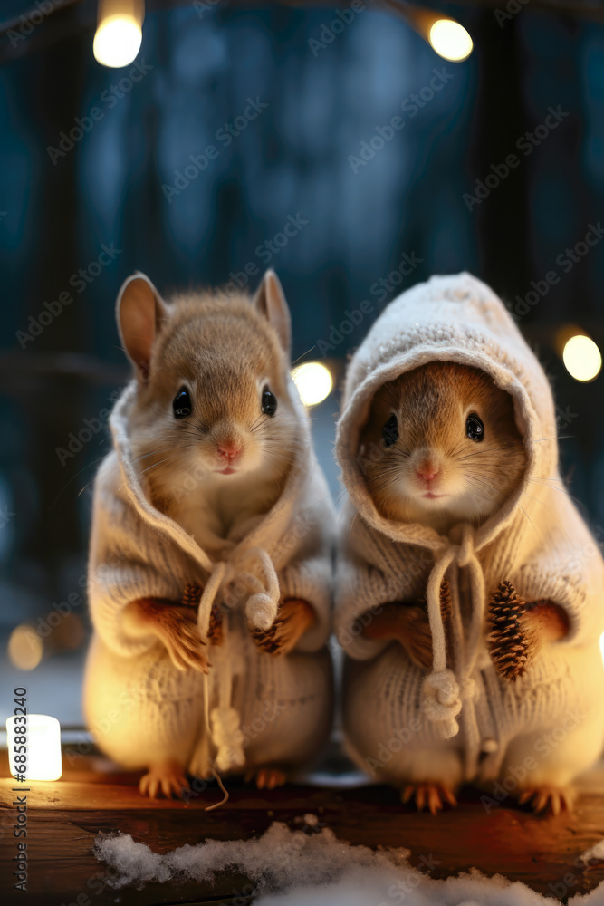 On a Cold Snowy Morning Squirrels are Standing in the Snow in their Scarves a Little Clueless Wallpaper Background Digital Art On a Cold Snowy Morning Squirrels are Standing in the Snow in their Scarves a Little Clueless Wallpaper Background Digital Art