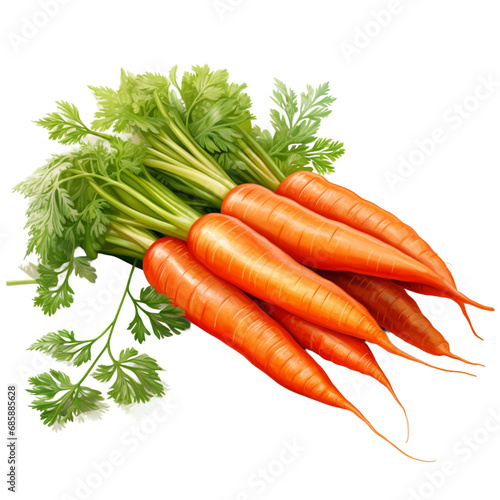 1 bunch of carrots isolated on transparent background, realistic illustration