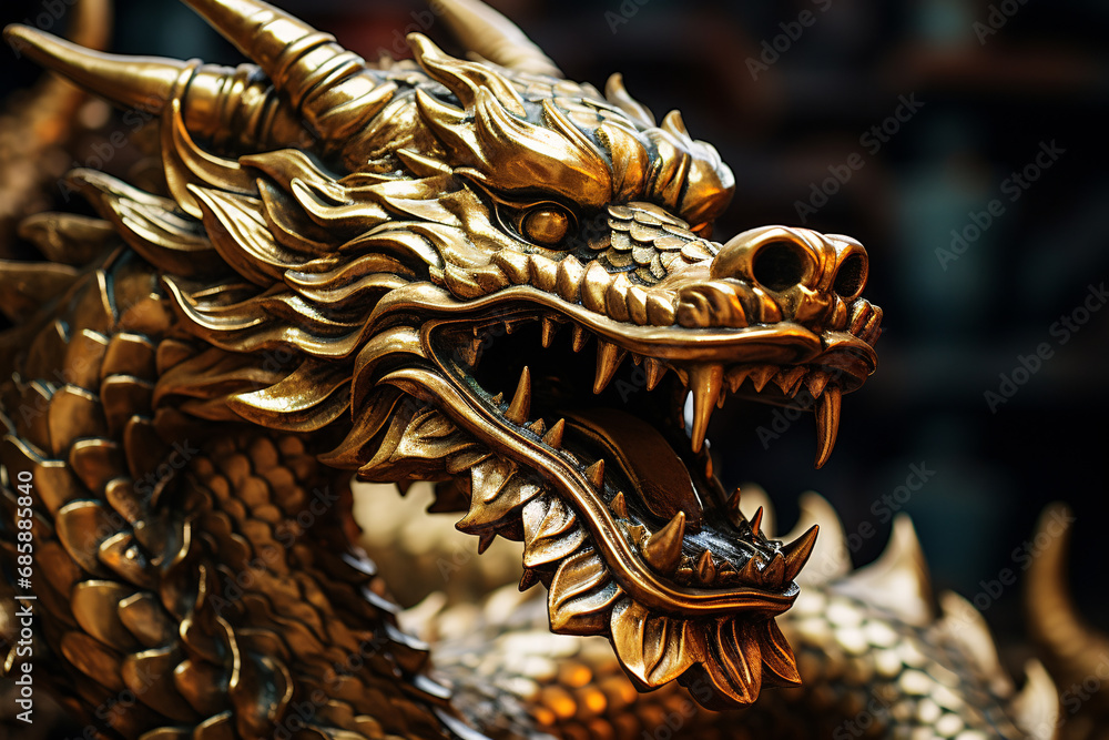Fototapeta premium golden dragon statue