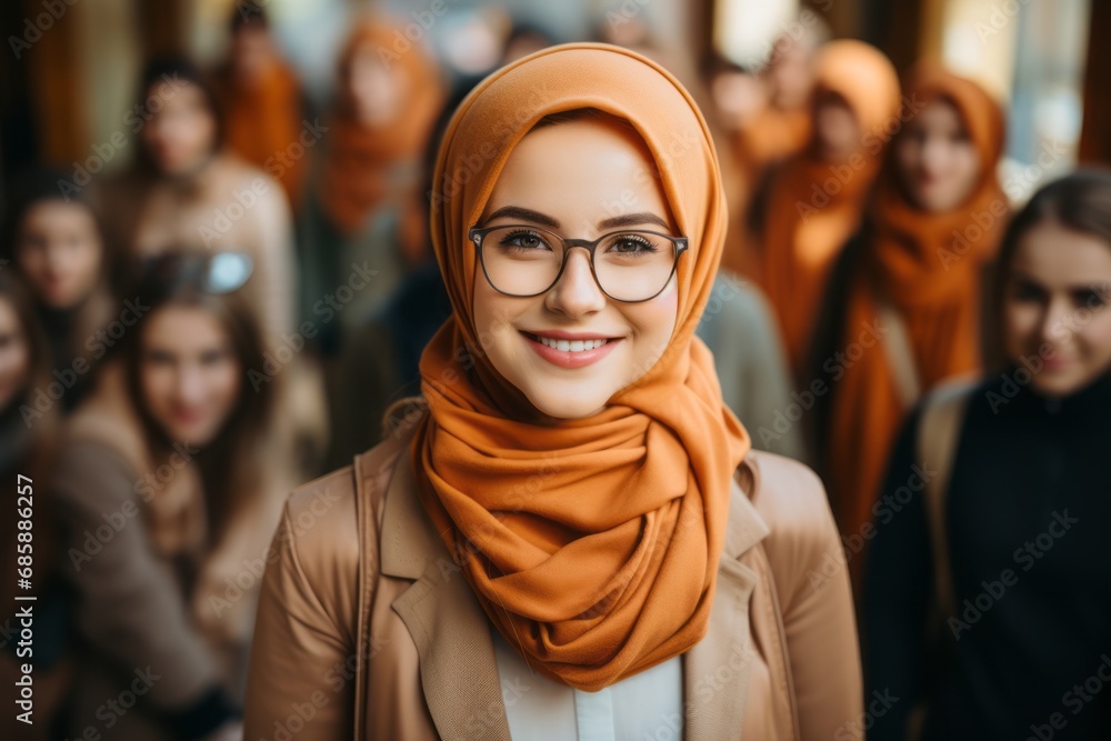 Muslim girl in her class at school Muslim girl in her class at school