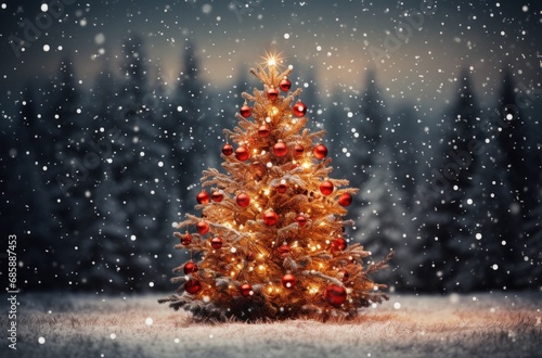 christmas tree with gifts on the ground, © ArtCookStudio