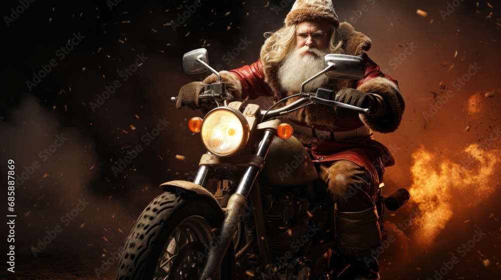 santa on motorbike with big bad.