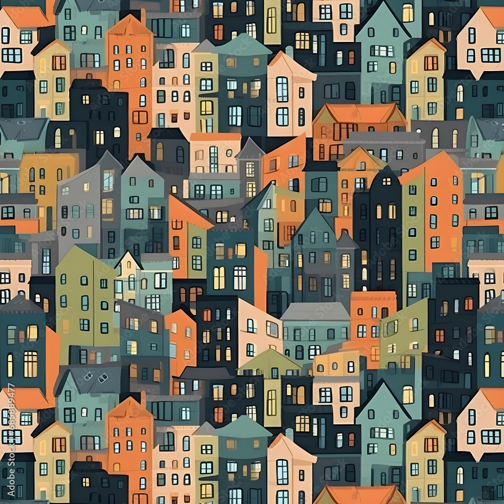 Colorful architecture seamless pattern