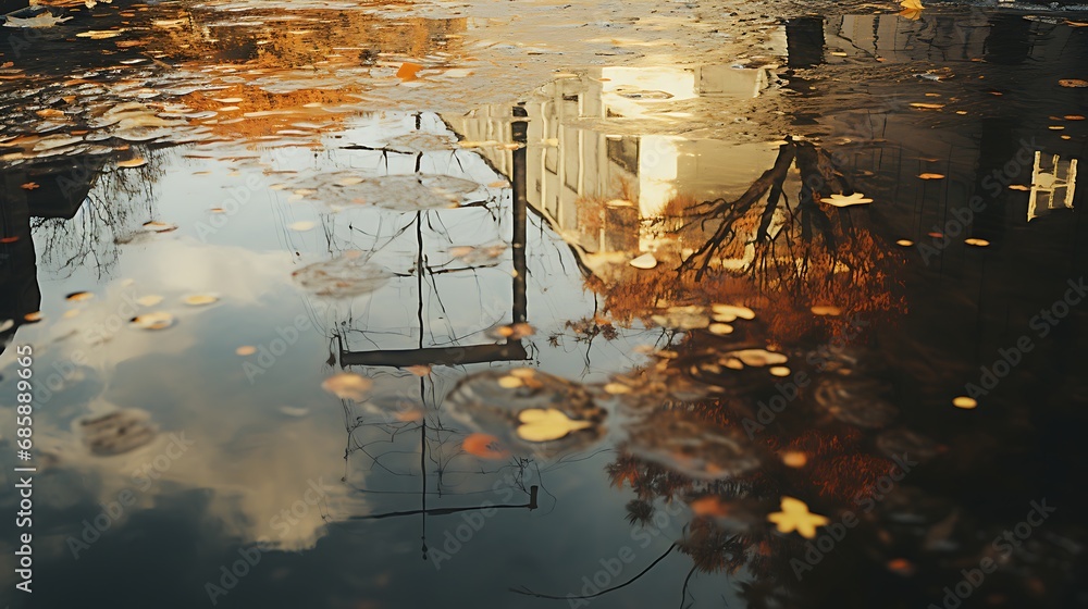 Reflections in a puddle or body of water