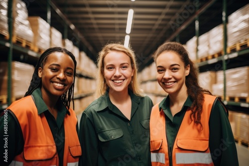 Group portrait of young and diverse women in a warehouse © Baba Images