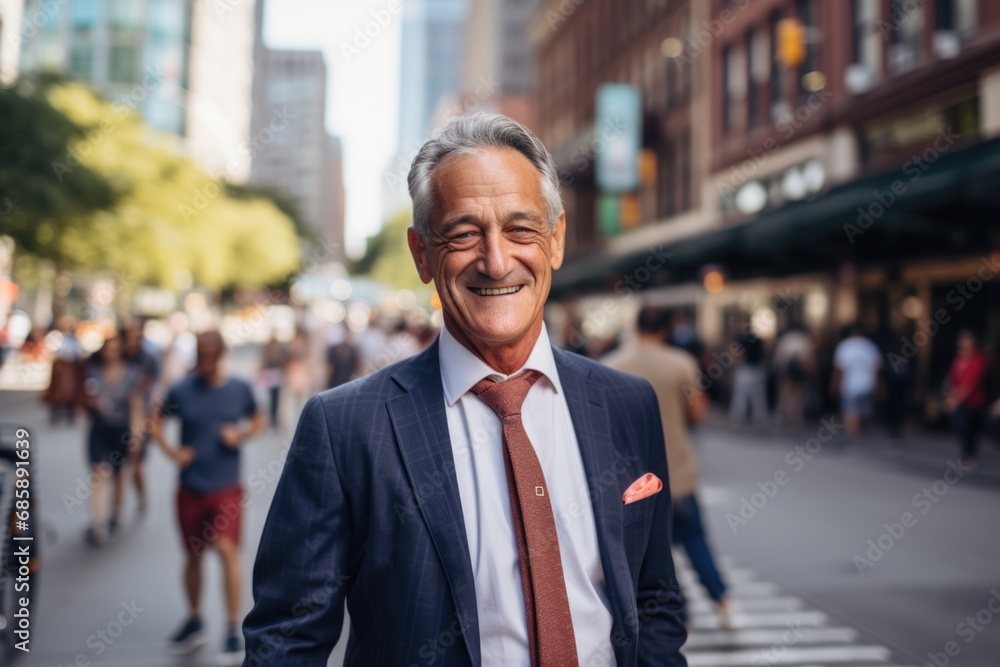 Portrait of a happy senior businessman in the city