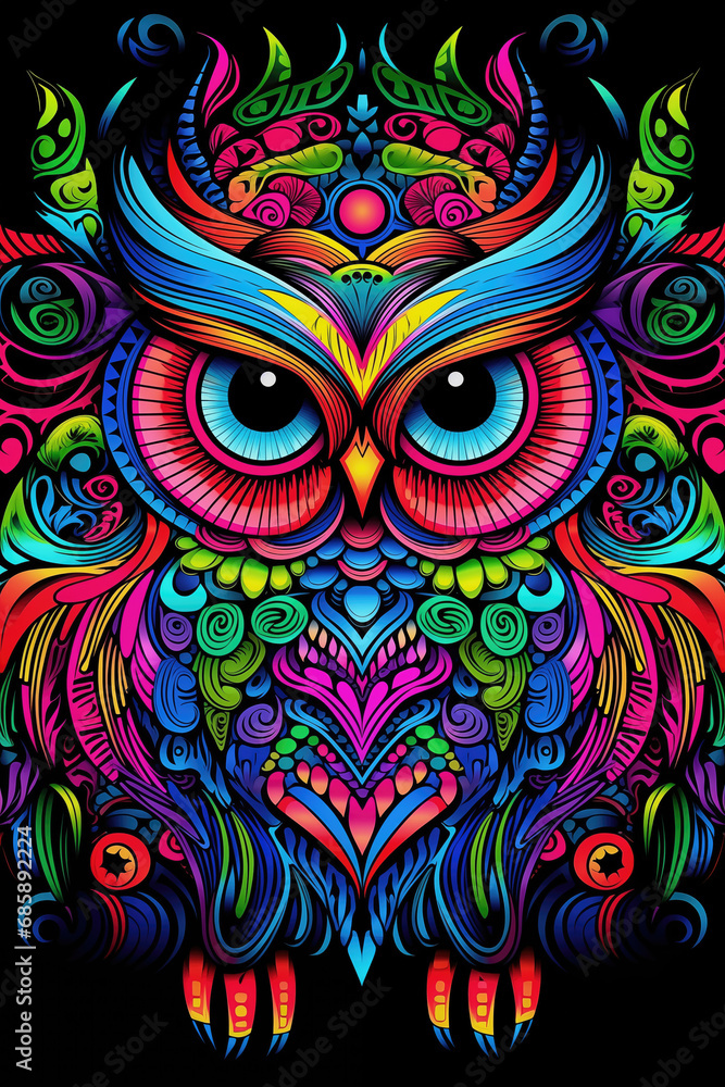Mandala owl in neon colors Mandala owl in neon colors