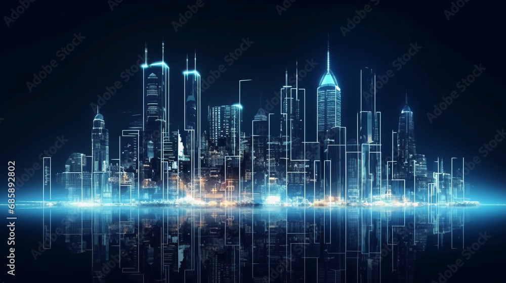 Full screen, front view the whole city architecture. AI generative Full screen, front view the whole city architecture. AI generative
