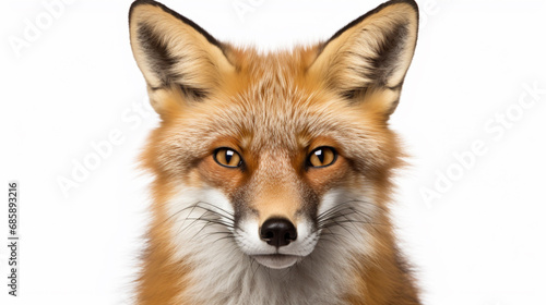 red fox face isolated on white background. generative ai © Witri