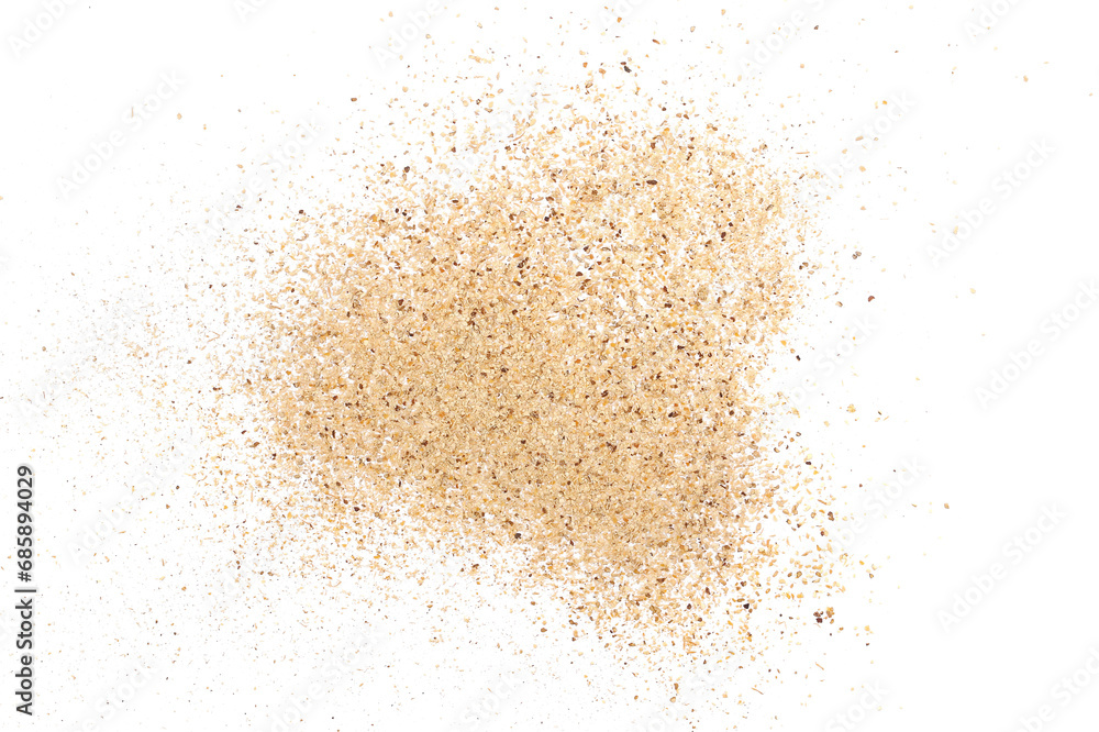 Shiitake mushroom powder (Sh), pile isolated on white, top view Shiitake mushroom powder (Sh), pile isolated on white, top view