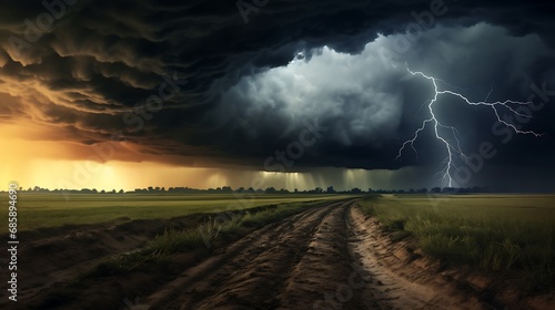 Summer storm approaching over a field