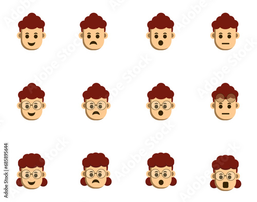 Set Of Little Head Character Vector Illustration