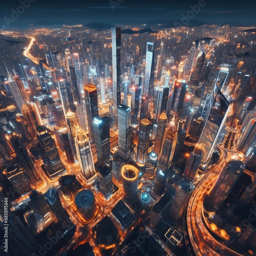 view of a futuristic city photo