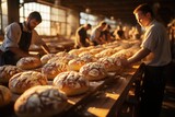 workers team on bread factory