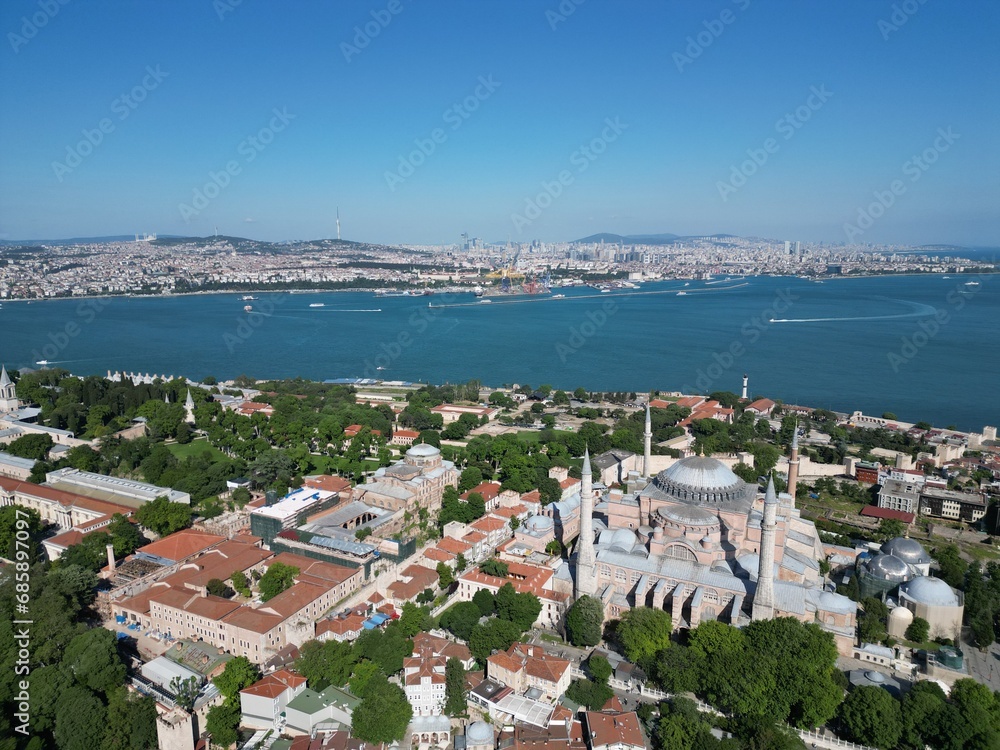 Bosphorus view aerial shot Istanbul