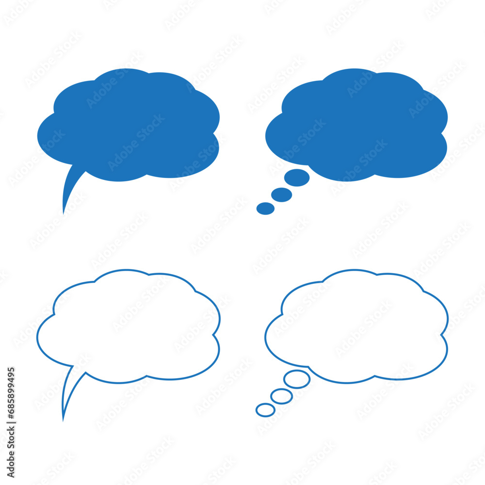 Speech or think bubble, empty communication cloud. Vector design element. Speech or think bubble, empty communication cloud. Vector design element.