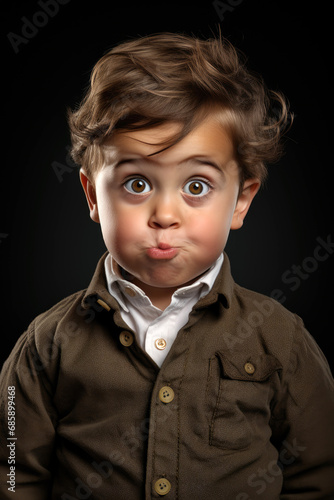 Funny child boy making funn...
